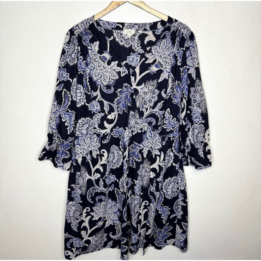 Fat Face Maddox Palace Faux Wrap Dress Women's US 14 Blue Floral Long Sleeve‎